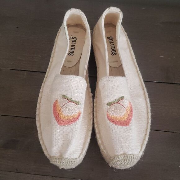 Soludos Peach Embroidered Espadrilles Sand Size 6 NEW - Picture 1 of 7